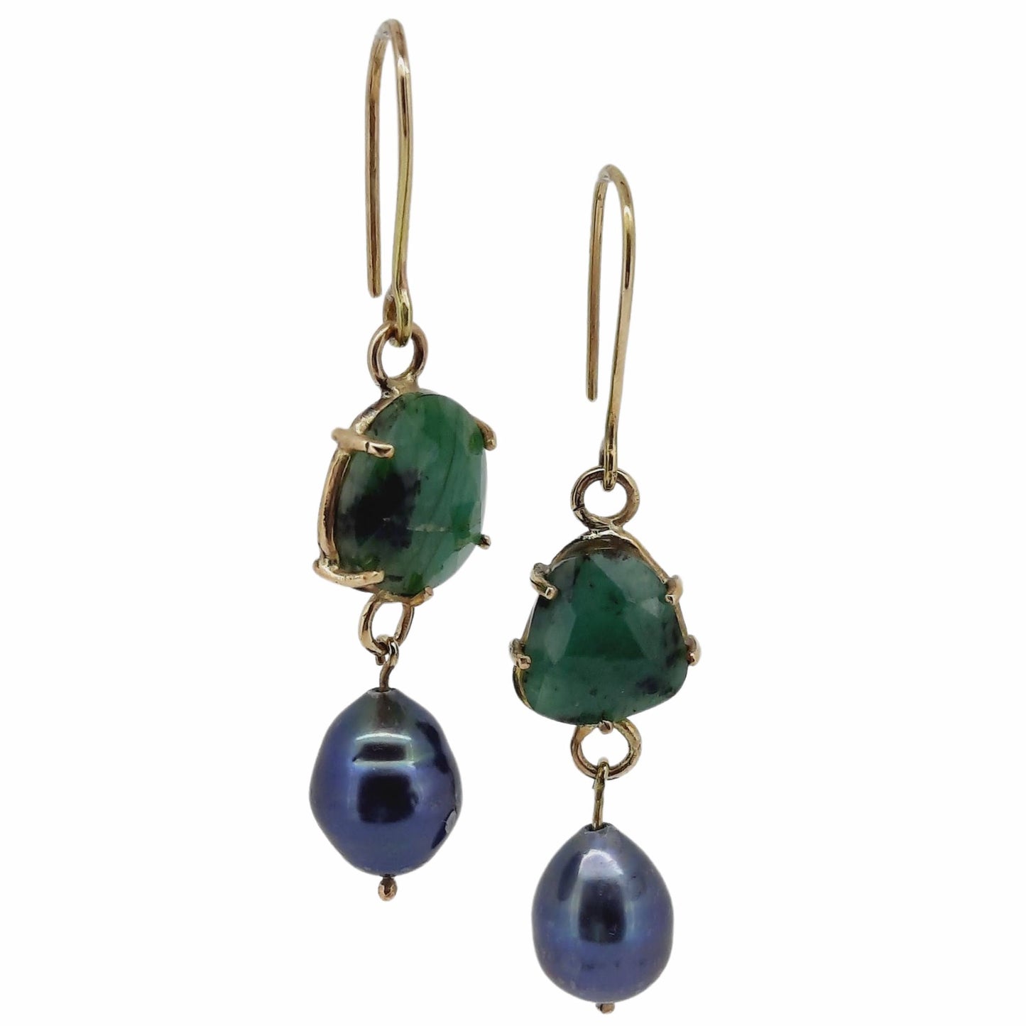 GENEVIEVE DE JONG | EMERALD & VINTAGE PEARL EARRINGS